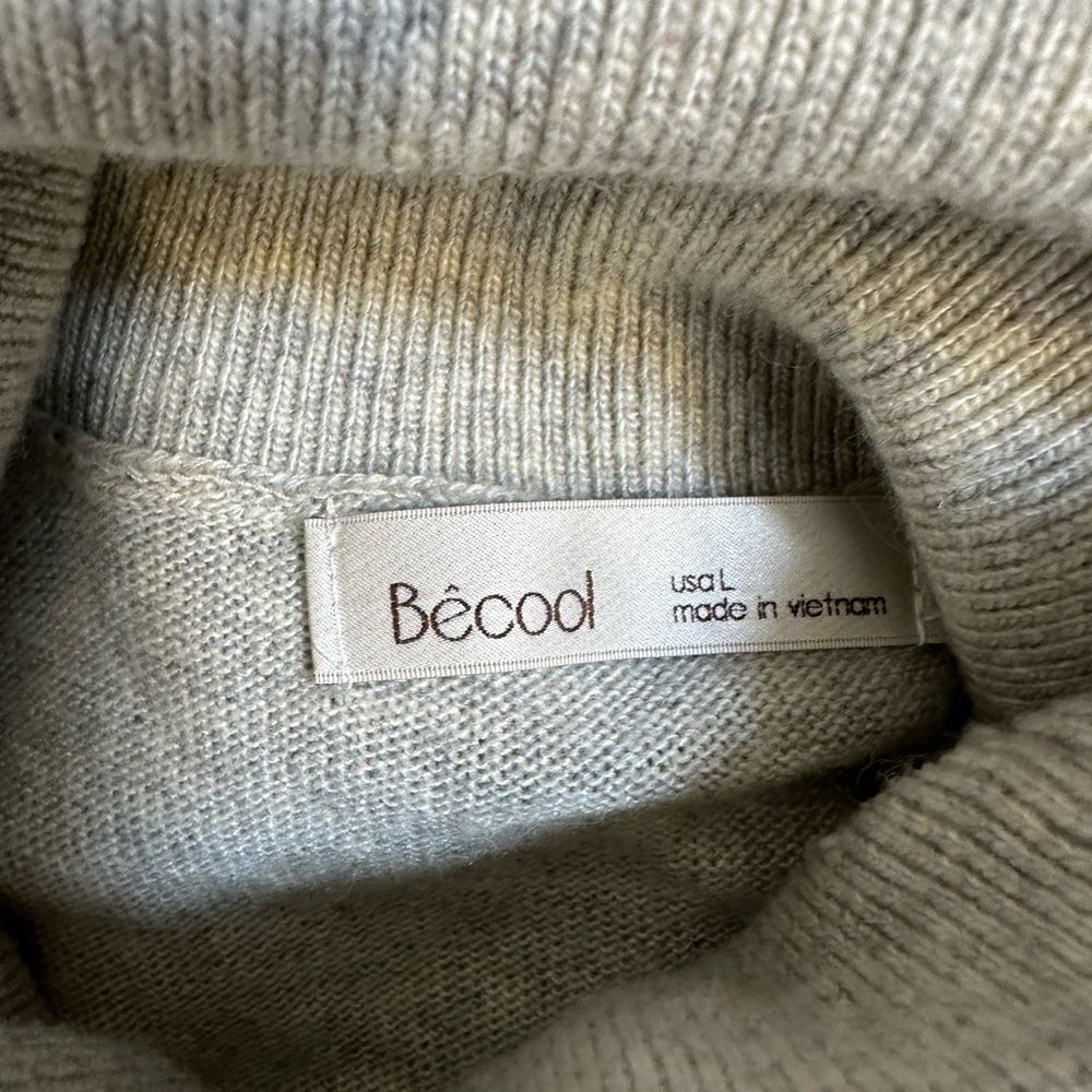Bécool Gray Knit Turtleneck Sweater Sz L - Picture 4 of 4